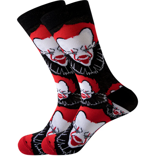 Men's IT Pennywise Clown Socks, Pennywise Socks, IT Socks, Clown Socks, Men's Clown Socks