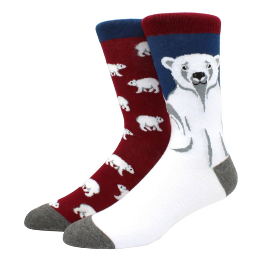 Polar Bear Socks, Men's Polar Bear Socks, Polar Bear Crew Socks, Bear Socks
