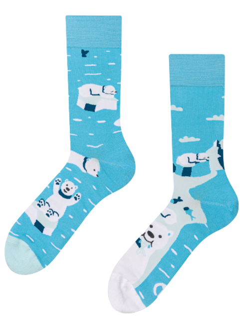 Mismatched Polar Bear Socks, Men's Mismatched Polar Bear Socks, Ladies Polar Bear Socks, Polar Bear Novelty Socks in Larger Size