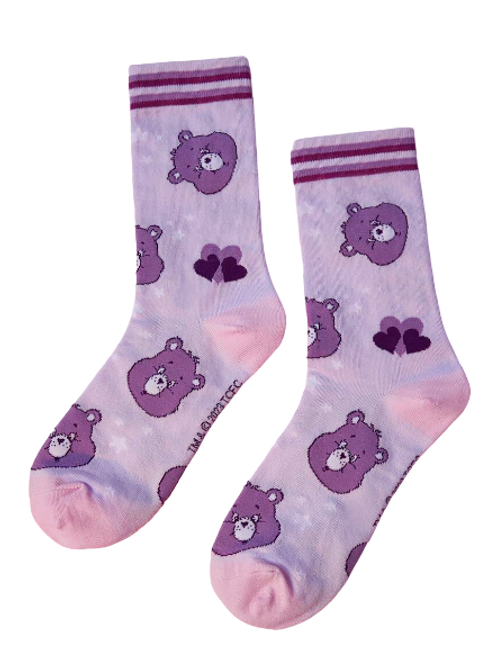 Ladies Purple Care Bear Socks, Purple Care Bear Socks, care bear socks, bear socks, teddy bear socks