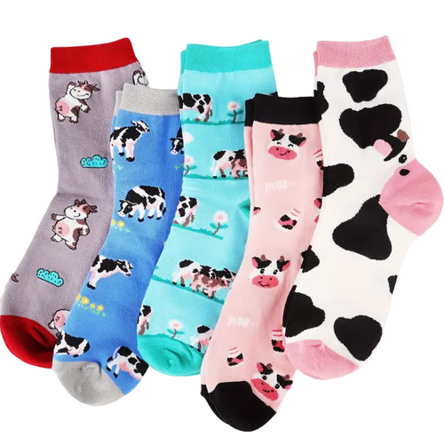 Ladies Moo-ve It Cow Socks, Cow Socks, 5 pack of cow socks, ladies cow farm socks