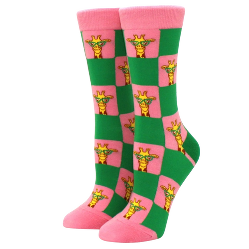 Ladies Giraffe Crew Socks, Giraffe Socks, Ladies Socks with Giraffe Socks, Tall Socks, Cute giraffe socks