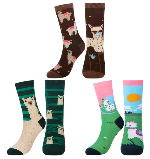 Sound the A-llama Socks, Llama Socks, Ladies Llama Socks, Llama crew socks