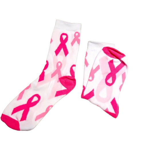 Breast Cancer, Pink Ribbon, breast cancer socks, sock boutique, support breast cancer, pink ribbon socks, ribbon socks, cancer socks, fuck cancer socks, cancer presents, cancer gifts, sock boutique with cancer, novelty, breast cancer novelty socks