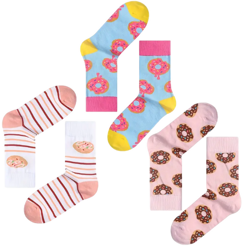 Do-Nut Worry About a Thing Socks (3Pack), Donut Socks, Ladies Donut Socks, Ladies Donut Crew socks, Donut socks