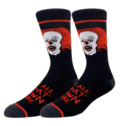 Pennywise the Dancing Clown Socks, We all float down here socks, clown socks, ladies clown socks, IT Socks
