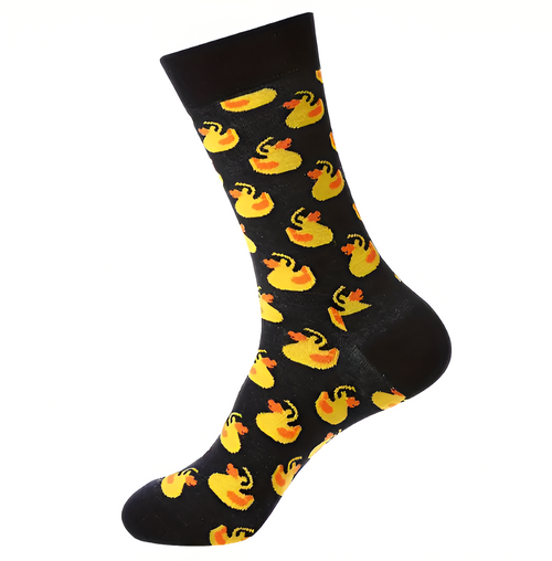 Black & Yellow Duck Socks, Ladies Duck Socks, Yellow Duck Socks, Yellow ducky socks