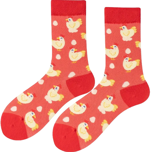 Rooster Crew Socks, Ladies Rooster Crew Socks, Rooster socks, Red rooster socks