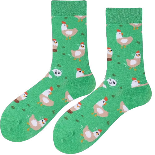Green Chicken Socks, Chick Socks, Chicken Socks, Ladies Chick Socks, Family chick socks, Food Socks