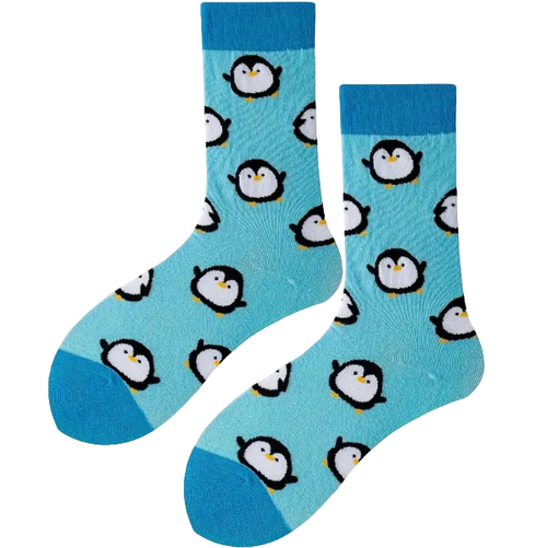 Chubby Penguin Socks, Ladies Chubby Penguin Socks, Blue Penguin Socks, Penguin Socks