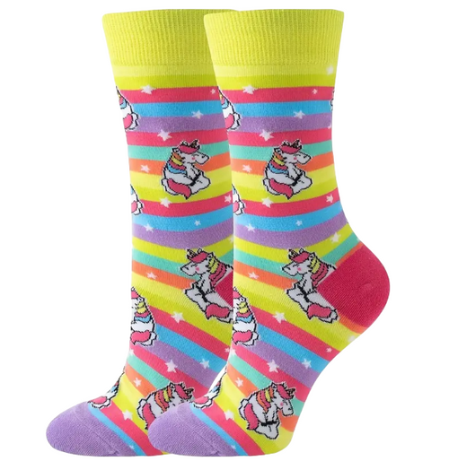 Rainbow Unicorn Socks, Ladies Rainbow Unicorn Socks, Rainbow Socks, Unicorn Socks, Striped Socks