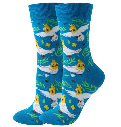 Blue Bird Socks, Ladies  Blue Bird Socks, Bird Socks, Birdy Socks, White Bird socks