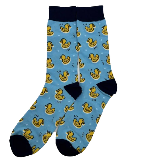 Blue and Yellow Duck Socks, Men'sBlue and Yellow Duck Socks, Men's Duck Socks, Duck Socks, Rubber ducky Socks