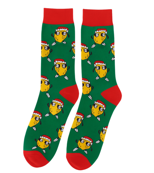 Men's Dancing Lemon Christmas Socks, Dancing Lemon Christmas Socks, Lemon Socks, Lemon Christmas Socks, Lemon Santa Socks
