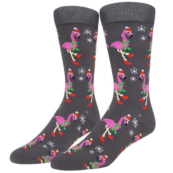 Christmas Flamingo Socks, Flockin’ Around Christmas Socks, Flamingo Xmas Socks, Christmas Bird Socks, Novelty flamingo socks, Flockin’ Around Christmas Socks