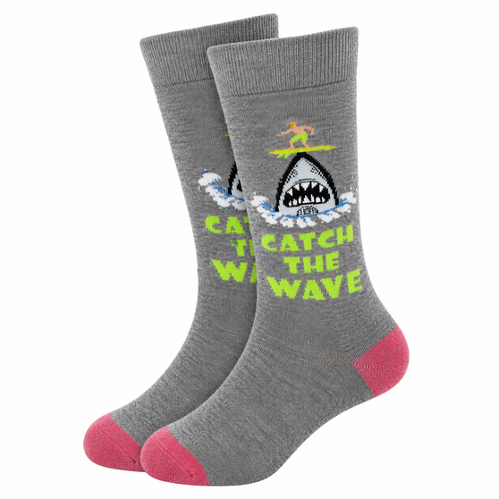 Catch The Wave: Shark socks, Ladies Catch The Wave: Shark socks, Ladies Shark Socks, Women's Shark Socks, Catch The Wave Socks, Shark Surfing Socks, Beach Socks, Ocean Socks, Shark Novelty Socks, Funny Shark Socks, Ladies Novelty Socks, Women's Crew Socks, Surfing Socks, Beach Lover Gift, Ocean Lover Gift, Shark Lover Gift, Coastal Socks, Summer Socks, Sea Life Socks, Funny Women's Socks, Surf Culture Socks, Great White Shark Socks, Pink Toe Socks, Marine Life Socks, Beach Theme Socks, Women's Beachwear Accessories