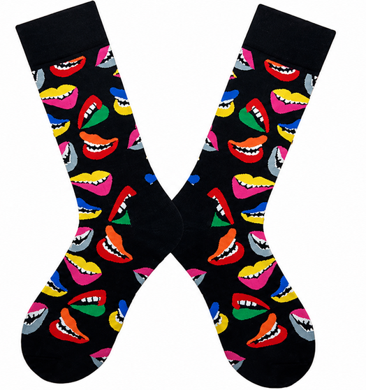 Lip Service Socks, Ladies Lip Service Socks, Ladies Mouth Socks, mouth socks, lip socks, teeth socks, novelty socks, ladies novelty socks, novelty mouth socks, sock boutique, perfect gift
