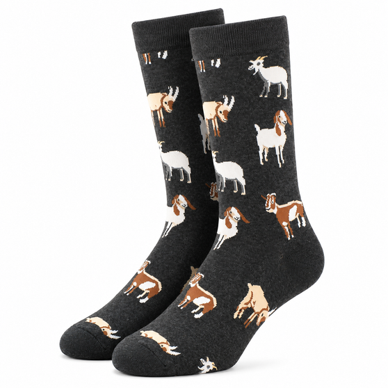 Men's Goat Socks, Goat Crew Socks, Men's Goat Crew Socks, Socks with goats