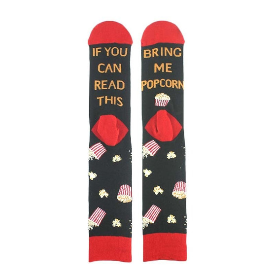 "If you can read this, Bring me popcorn" socks, popcorn socks, unisex socks, funny socks, novelty socks, sock boutique, food socks, funny food socks, If you can read this: Bring me popcorn Unisex Socks
