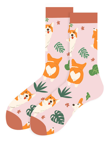 Corgi Dog Socks, Unisex Corgi Dog Socks, Corgi Crew socks, Corgi Dog Crew Socks, Short Legs, Big Style Corgi Socks