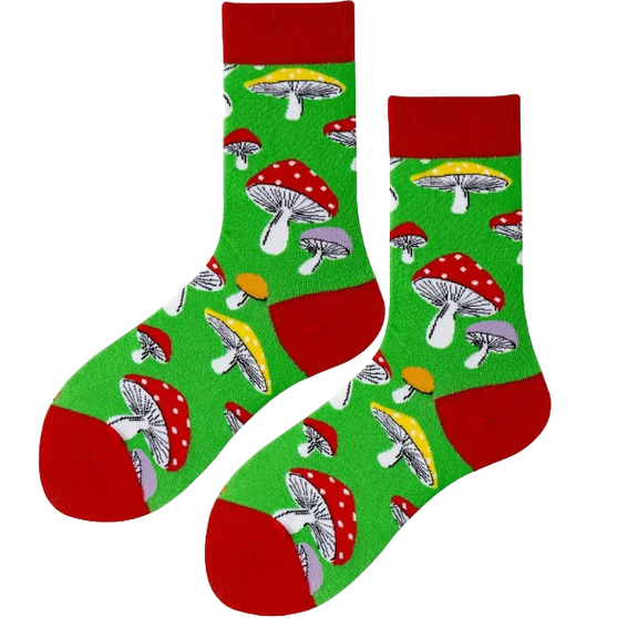 Green Mushroom Socks, Men's Green Mushroom Socks, Mushroom Socks, Men's Mushroom socks