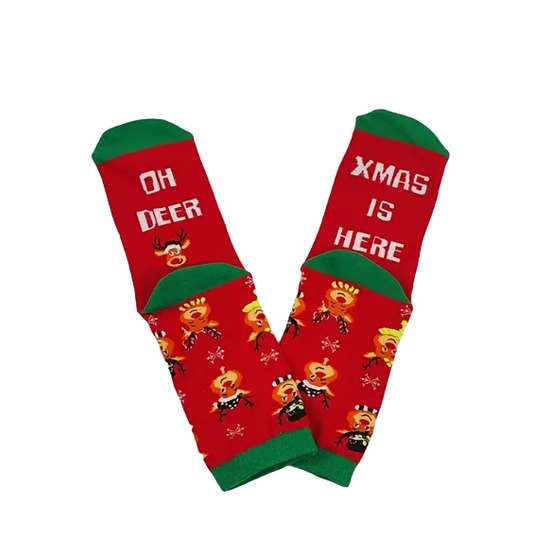 Oh Deer, Xmas Is Here Socks, Men's Oh Deer, Xmas Is Here Socks, Deer Socks, Xmas Socks, Christmas Novelty socks, men's xmas socks