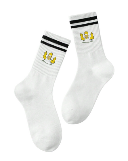 Homer Simpsons Finger Guns Socks, Men's Homer Simpsons Finger Guns Socks, Homer Simpson socks, Simpsons socks, finger guns socks, fun socks, quirky socks, novelty socks, animated socks, TV show socks, character socks, pop culture socks, comfortable socks, cozy socks, stylish socks, Simpsons fan gift, unique socks, playful socks, casual socks, TV series socks, gift idea, cartoon socks.