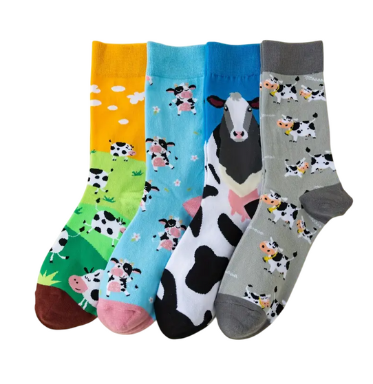Pasture Perfect: Cow Socks, Ladies Pasture Perfect: Cow Socks, Ladies Pasture Perfect: Cow Socks 4 pack, Pasture Perfect, Cow Socks, Animal Socks, Farm Socks, Ladies Socks, Mens Socks, Womens Socks, Funny Socks, Novelty Socks, Colourful Socks, Cute Socks, Crazy Socks, Unique Socks, Comfortable Socks, Gift For Her, Gift For Him, Animal Lover Gift, Dairy Cow Socks