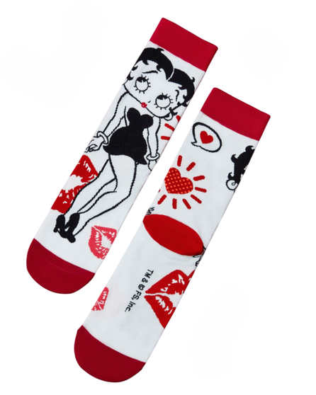 Kiss and Strut: Betty Boop Socks, Ladies Kiss and Strut: Betty Boop Socks, Ladies Kiss And Strut Socks, Betty Boop Socks, Womens Socks, Cartoon Socks, Retro Style Socks, Vintage Socks, Cute Socks, Fun Socks, Character Socks, Fashion Accessories Socks, Red And White Socks, Gift For Her Socks, Pop Culture Socks, Classic Cartoon Socks