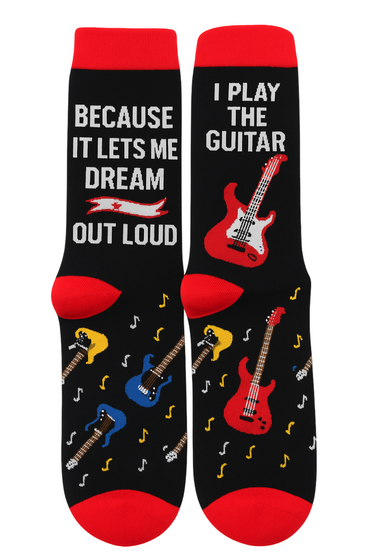Dream Out Loud Guitar Socks, Men's Dream Out Loud Guitar Socks, Guitar Socks, Music Socks, Rock Socks, Fashion Socks, Gift Socks, Musician Socks, Electric Guitar Socks, Fun Socks, Bold Socks, Statement Socks, Colourful Socks, Cool Socks, Unique Socks, Dream Socks, Player Socks, Accessory Socks, Creative Socks, Stylish Socks, Comfortable Socks