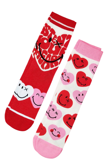 Love And Laugh Socks, Ladies Love And Laugh Socks, Ladies Love And Laugh Socks 2 pack, Love And Laugh Socks, Ladies Heart Socks, Womens Valentine Socks, Smiley Heart Socks, Cute Love Socks, Womens Novelty Socks, Heart Pattern Socks, Fun Valentines Gift, Ladies Crew Socks, Romantic Gift Socks, Pink And Red Socks, Cute Smiley Socks, Womens Two Pack Socks, Love Theme Socks, Cheerful Heart Socks