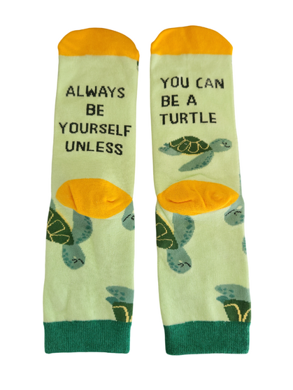 Always Be Yourself Unless You Can Be a Turtle Socks, Ladies Always Be Yourself Unless You Can Be a Turtle Socks, Ladies Always Be Yourself Unless You Can Be A Turtle Socks, Cute Turtle Socks For Women, Funny Turtle Quote Socks, Inspirational Animal Socks, Turtle Lover Gift For Her, Whimsical Statement Socks, Sea Turtle Pattern Socks, Playful Nature Theme Socks, Animal Lover Novelty Socks, Fun Graphic Crew Socks