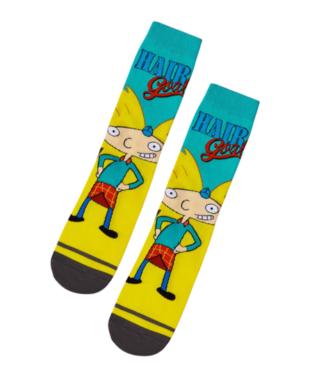 Hair Goals: Hey Arnold Socks, Men's Hair Goals: Hey Arnold Socks, Men's Hair Goal Cartoon Socks, Men's Funny Character Socks, Retro Cartoon Socks For Men, 90s Cartoon Style Socks, Novelty TV Character Socks, Fun Graphic Crew Socks For Men, Pop Culture Socks For Him, Quirky Cartoon Fashion Socks, Unique Gift For Cartoon Fans, Bright Colour Statement Socks