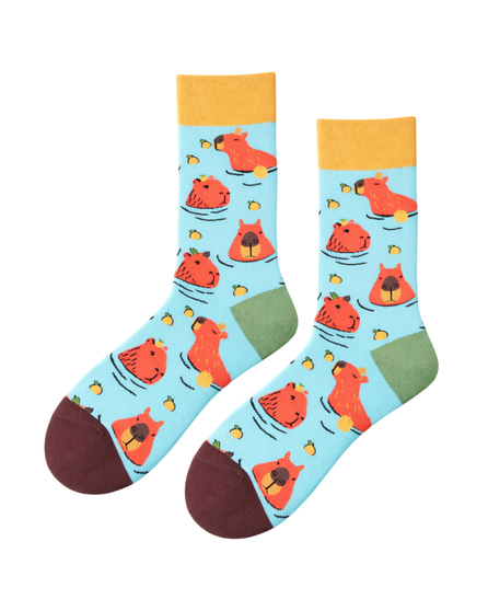 Happy Hydro Capybaras Socks, Ladies Happy Hydro Capybaras Socks, Happy Hydro Capybaras Sock, Ladies Capybara Socks, Womens Animal Socks, Cute Animal Socks, Capybara Print Socks, Fun Patterned Socks, Novelty Socks For Women, Colourful Socks, Gift Socks For Her, Quirky Socks, Capybara Gifts, Animal Lover Socks, Playful Socks, Unique Ladies Socks, Designer Socks For Women, Summer Socks, Casual Socks For Women, Eco Friendly Socks, Soft Cotton Socks, Stylish Socks For Ladies