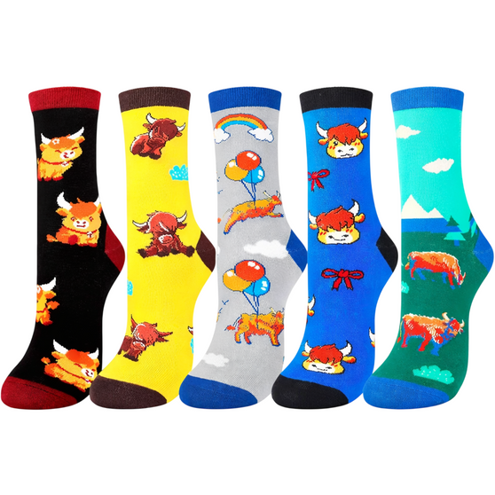 Ladies Highland Cow Socks, Moo Dazzle Highland Cow Socks, Highland Cow Socks 5 Pack, Ladies Novelty Socks, Cow Print Socks For Women, Farm Animal Socks, Colourful Cow Socks, Cute Highland Cow Socks, Womens Sock Gift Set, Fun Ladies Socks, Animal Theme Socks, Cow Lover Gift Socks, Statement Socks For Women, Ladies Fashion Socks, Unique Socks For Women, Bright Pattern Socks, Gift Socks For Women, Casual Crew Socks, Playful Cow Socks, Ladies Sock Multipack