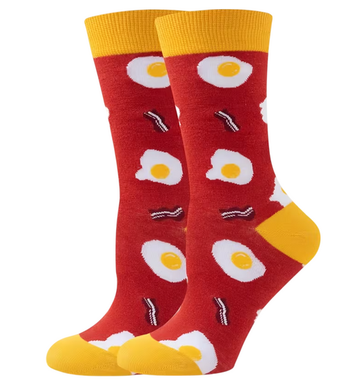 Eggcellent Start: Bacon & Eggs Socks, Men's Eggcellent Start: Bacon & Eggs Socks, Men's Bacon And Eggs Socks, Men's Breakfast Socks, Men's Funny Food Socks, Men's Egg Socks, Men's Bacon Socks, Men's Novelty Crew Socks, Men's Foodie Socks, Men's Brunch Socks, Men's Graphic Socks, Men's Quirky Socks, Men's Funky Socks, Men's Red Crew Socks, Men's Statement Socks, Men's Gift For Food Lovers, Men's Breakfast Lover Gift, Men's Casual Dress Socks, Men's Cool Patterned Socks, Men's Unique Socks Gift, Men's Fun Dress Socks, Men's Kitchen Theme Socks