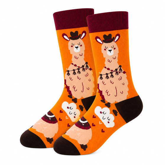 Llama Luxe Socks, Ladies Llama Luxe Socks, Ladies Llama Socks, Llama In A Hat Socks, Cute Llama Socks, Llama Print Socks, Llama Pattern Socks, Alpaca Socks, Ladies Alpaca Socks, Funny Llama Socks, Novelty Ladies Socks, Cute Animal Socks, Animal Print Socks, Boho Llama Socks, Dapper Llama Socks, Farm Animal Socks, Ladies Crew Socks, Quirky Ladies Socks, Cute Fashion Socks, Llama Lover Gift, Alpaca Lover Gift, Gift For Her, Fun Ladies Socks, Orange Llama Socks, Whimsical Socks, Everyday Crew Socks, Ladies Fashion Socks, Animal Lover Gift
