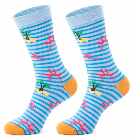 Tropical Flamingo Socks, Ladies Tropical Flamingo Socks, Ladies Flamingo Paradise Socks, Ladies Flamingo Socks, Women's Flamingo Socks, Tropical Flamingo Socks, Beach Theme Socks, Ladies Novelty Socks, Women's Novelty Socks, Tropical Print Socks, Palm Tree Socks, Flamingo Pattern Socks, Blue Striped Socks, Ladies Colourful Socks, Women's Fashion Socks, Fun Socks For Women, Cotton Crew Socks, Comfortable Women's Socks, Bright Pattern Socks, Holiday Socks, Summer Socks, Beach Socks, Tropical Fashion Socks, Statement Socks, Casual Women's Socks, Gift For Her, Cute Animal Socks, Stylish Women's Socks, Everyday Fashion Socks, Premium Cotton Socks, Women's Crew Length Socks, Tropical Gift Ideas