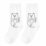 Cat Giving Middle Finger White Socks, Ladies Cat Giving Middle Finger White Socks