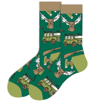 JXGZSO Lucky Deer Hunting Socks - 2 Pairs Funny Gift For Hunters Dad Husband Grandpa