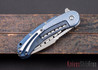Todd Begg Knives: Steelcraft Series - Bodega - Blue Frame - Silver Checkered Pattern - Satin Blade
