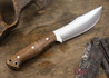 Cross Knives: U.P. Skinner Knife - Stabilized Curly Koa - Black Liners