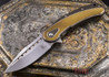 Todd Begg Knives: Steelcraft Series - Bodega - Bronze Frame - Gold Fan Pattern - Satin Blade