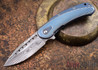 Todd Begg Knives: Steelcraft Series - Bodega - Blue Frame - Blue Fan Pattern - Damasteel - 008