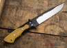 Joe Loui Knives: Belmont - Black G-10 & Gold Flecked Burlap Micarta - 80CrV2 Steel