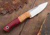 Fiddleback Forge: Bushfinger - Ruby Burlap - Natural Micarta Bolster - A2 Steel