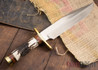 Randall Made Knives: Model 12-9 #14 Grind Sportsman Bowie - Stag & Stacked Leather - 120712