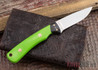 Alan Warren Knives: #1863 Custom Neck Knife - Toxic Green G-10 - Black G-10 Bolsters - Mosaic Pins