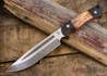 Dark Timber Knives: Honey Badger - CPM 3V - Black Micarta / Maple Burl - Orange Liners - Acidwash