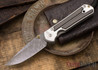 Chris Reeve Knives: Large Sebenza 21 - Bog Oak - Chad Nichols Raindrop Damascus - 021510